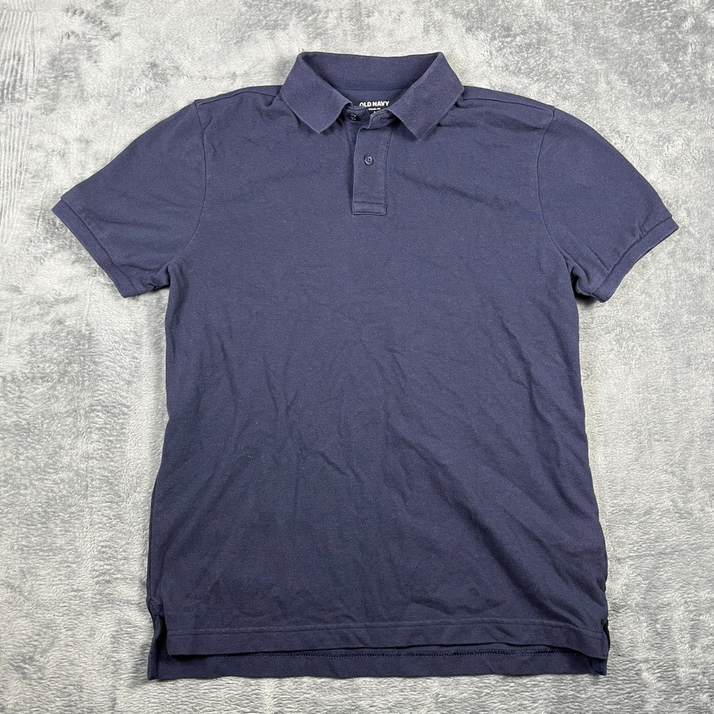Old Navy Polo Shirt Mens Small Navy Blue Classic Fit High Low Hem Performance